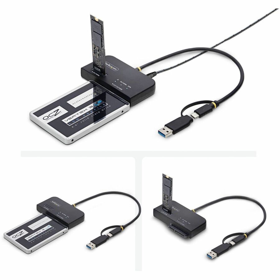 Alternate-Image3 Image for StarTech USB-C/USB-A to M.2 NVMe and 2.5in/3.5in SATA Adapter, 10Gbps, Tool-Free External SSD Hard Drive Reader, B+M/M-Key
