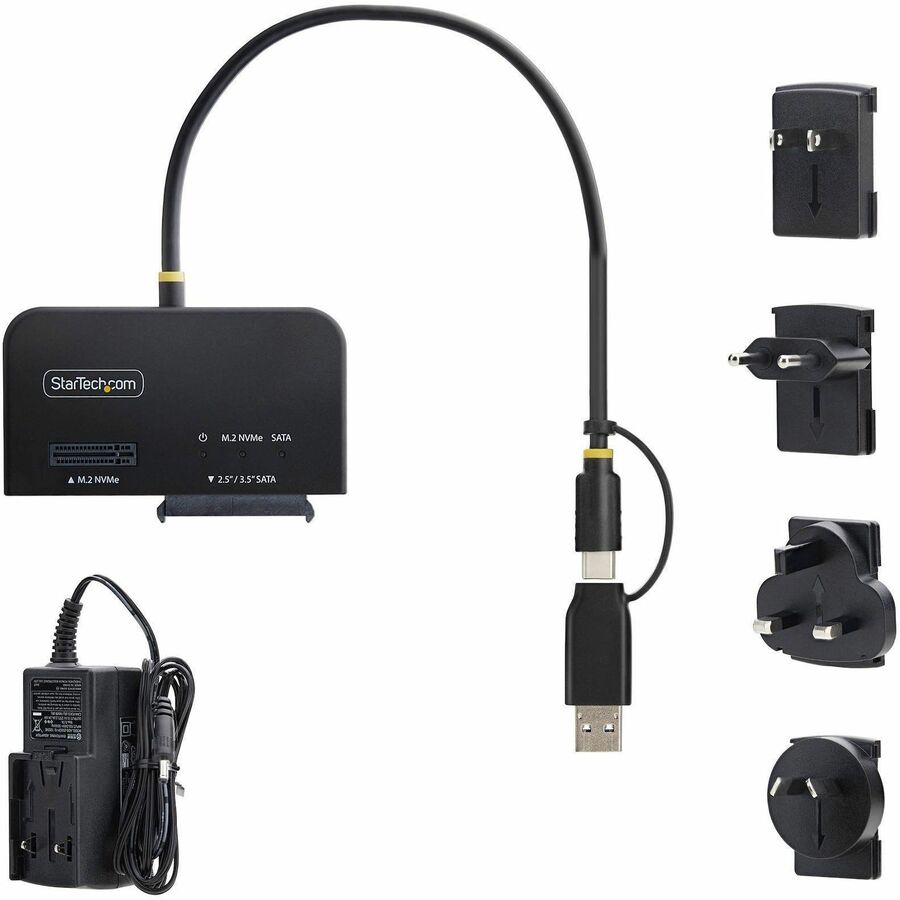 Alternate-Image6 Image for StarTech USB-C/USB-A to M.2 NVMe and 2.5in/3.5in SATA Adapter, 10Gbps, Tool-Free External SSD Hard Drive Reader, B+M/M-Key