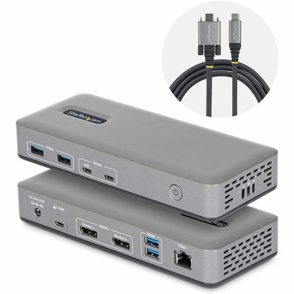 Main Image for StarTech Dual-Monitor USB-C Docking Station, DisplayPort, 4K 60Hz, 100W Laptop Charging, 1GbE, Driverless, Multi-Monitor Dock