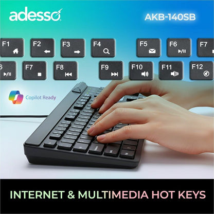 Alternate-Image2 Image for Adesso AKB-140SB Desktop Keyboard with Smart Card Reader