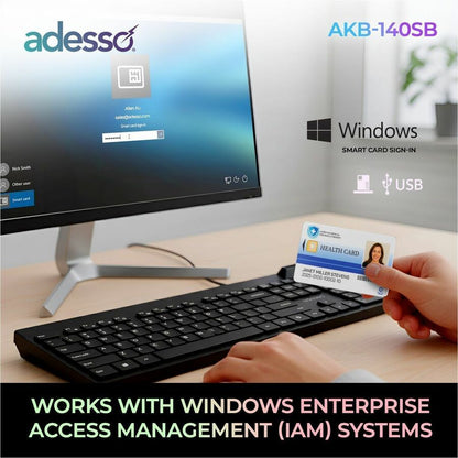Alternate-Image4 Image for Adesso AKB-140SB Desktop Keyboard with Smart Card Reader