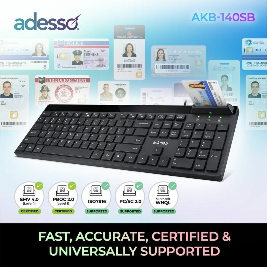 Alternate-Image1 Image for Adesso AKB-140SB Desktop Keyboard with Smart Card Reader