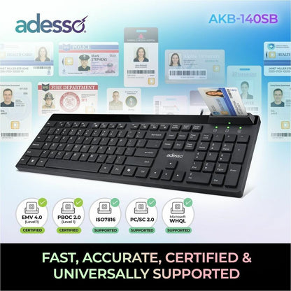 Alternate-Image1 Image for Adesso AKB-140SB Desktop Keyboard with Smart Card Reader
