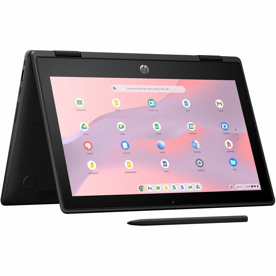 Alternate-Image1 Image for HP Fortis Flip G1m 11.6" Touchscreen Convertible 2 in 1 Chromebook - HD - 60 Hz - Octa-core (ARM Cortex A76 + Cortex A55) - 4 GB - 32 GB Flash Memory - English Keyboard - Jet Black