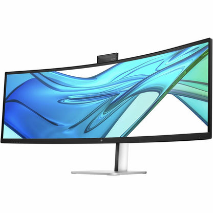 Left Image for HP 549pm 49" Class Webcam Dual Quad HD (DQHD) Curved Screen LED Monitor - 32:9 - Black, Silver