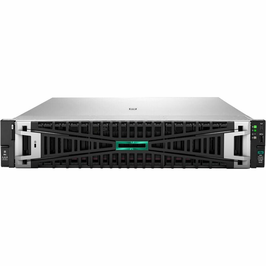 Front Image for HPE ProLiant Compute DL380 Gen12 2U Rack Server - 1 x Intel Xeon 6515P 2.30 GHz - 128 GB RAM - 1.88 TB SSD - (2 x 960GB) SSD Configuration - Serial ATA/600, 12Gb/s SAS, NVMe Controller