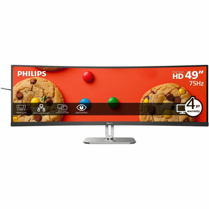 Main Image for Philips 49B2U5900C 49" Class Dual Quad HD (DQHD) Curved Screen LED Monitor - 32:9 - Textured Silver