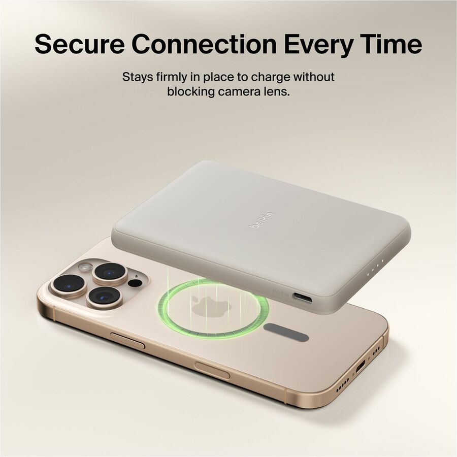 Alternate-Image7 Image for Belkin BoostCharge Slim Magnetic Power Bank 5K, Sand