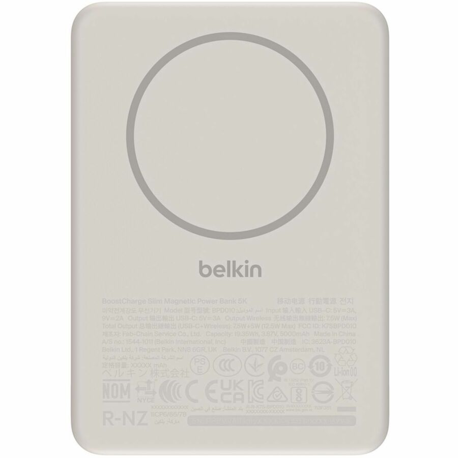 Alternate-Image1 Image for Belkin BoostCharge Slim Magnetic Power Bank 5K, Sand