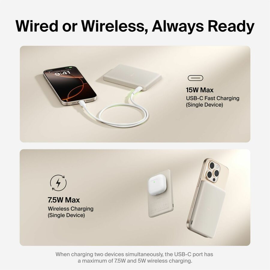 Alternate-Image9 Image for Belkin BoostCharge Slim Magnetic Power Bank 5K, Sand