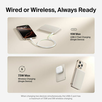 Alternate-Image9 Image for Belkin BoostCharge Slim Magnetic Power Bank 5K, Sand