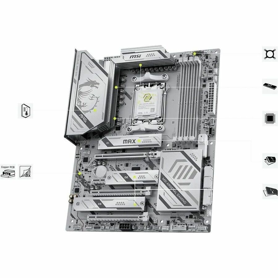 Alternate-Image2 Image for MSI MAG X870E GAMING PLUS MAX WIFI - MAGX870EGPMW - ATX Gaming Motherboard - AM5 - X870E Chipset