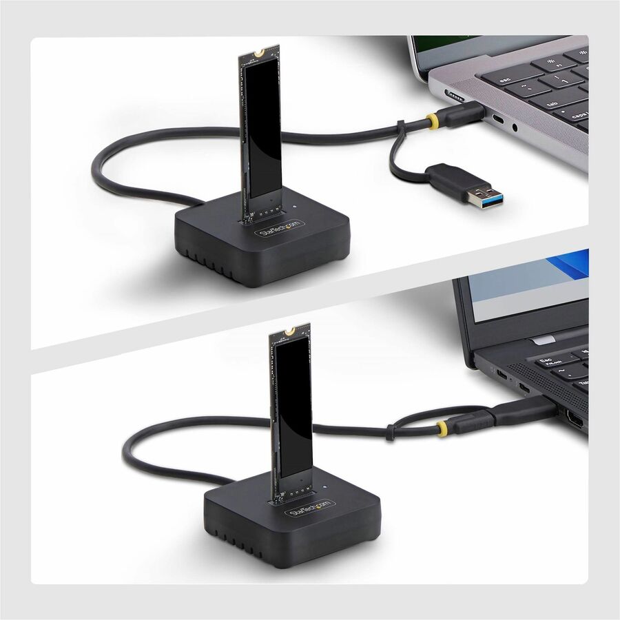 Alternate-Image3 Image for StarTech USB-C/USB-A to M.2 NVMe Dock Adapter, 10Gbps, Tool-Free External M.2 NVMe SSD Reader, B+M/M-Key