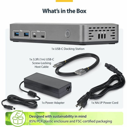 Alternate-Image6 Image for StarTech Triple-Monitor USB-C Docking Station, DP / HDMI, 4K 60Hz, 100W Laptop Charging, 1GbE, Driverless, Multi-Monitor Dock