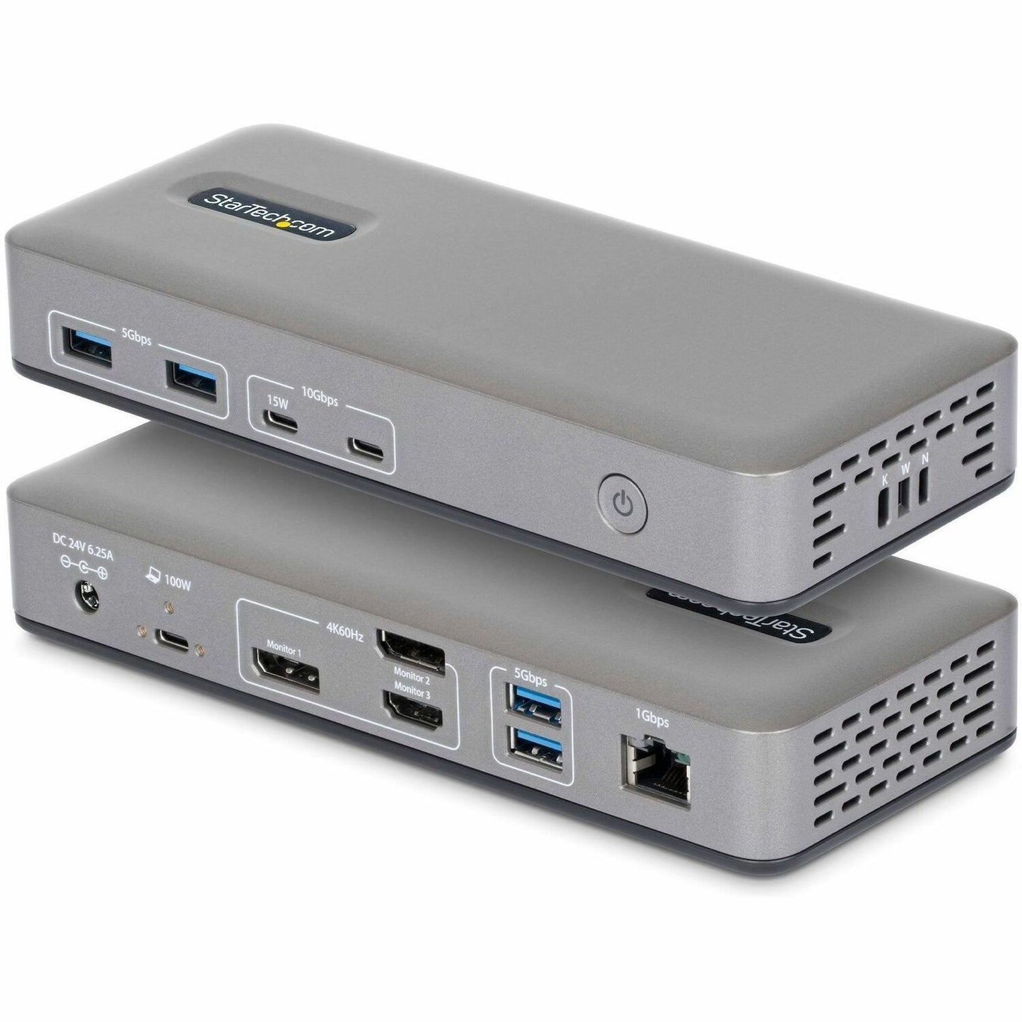Main Image for StarTech Triple-Monitor USB-C Docking Station, DP / HDMI, 4K 60Hz, 100W Laptop Charging, 1GbE, Driverless, Multi-Monitor Dock