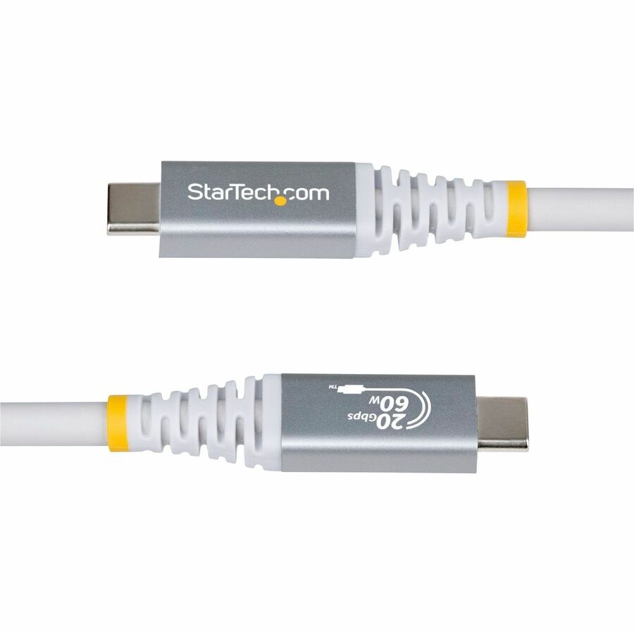 Alternate-Image2 Image for StarTech 10ft (3m) USB4 Cable, 20Gbps, USB-IF Certified USB-C Cable, 60W, 4K120Hz DP 2.1, TPE Jacket, White USB-C Cord