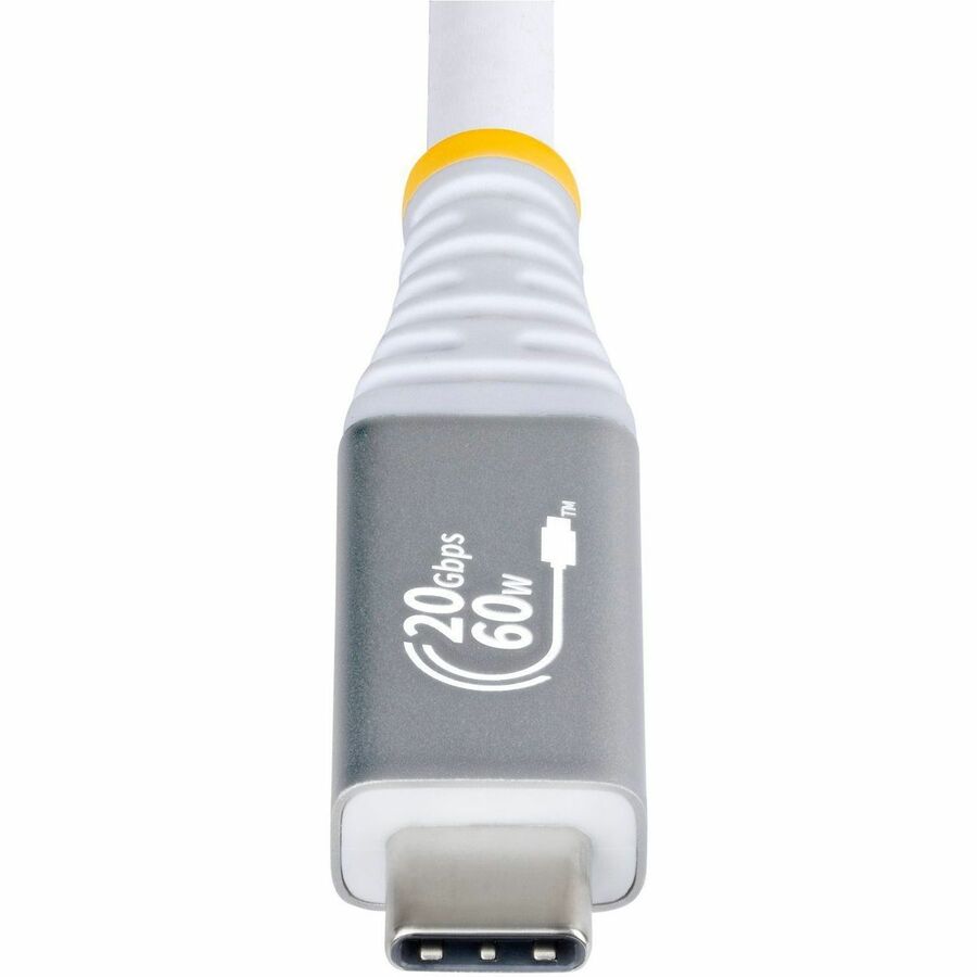 Alternate-Image3 Image for StarTech 10ft (3m) USB4 Cable, 20Gbps, USB-IF Certified USB-C Cable, 60W, 4K120Hz DP 2.1, TPE Jacket, White USB-C Cord