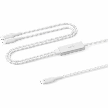 Main Image for Belkin BoostCharge Pro Braided USB-C to Dual USB-C Cable 140W, White, 5ft/1.5m
