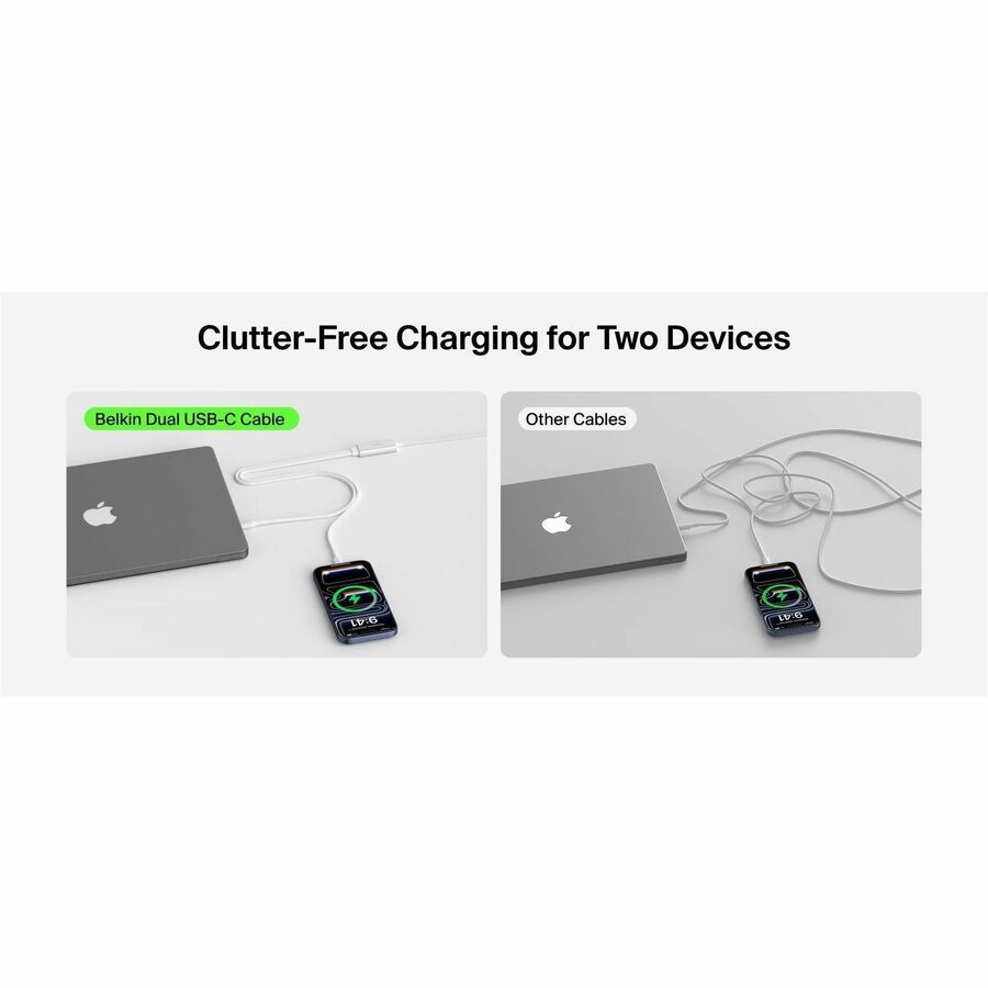 Alternate-Image8 Image for Belkin BoostCharge Pro Braided USB-C to Dual USB-C Cable 140W, White, 5ft/1.5m