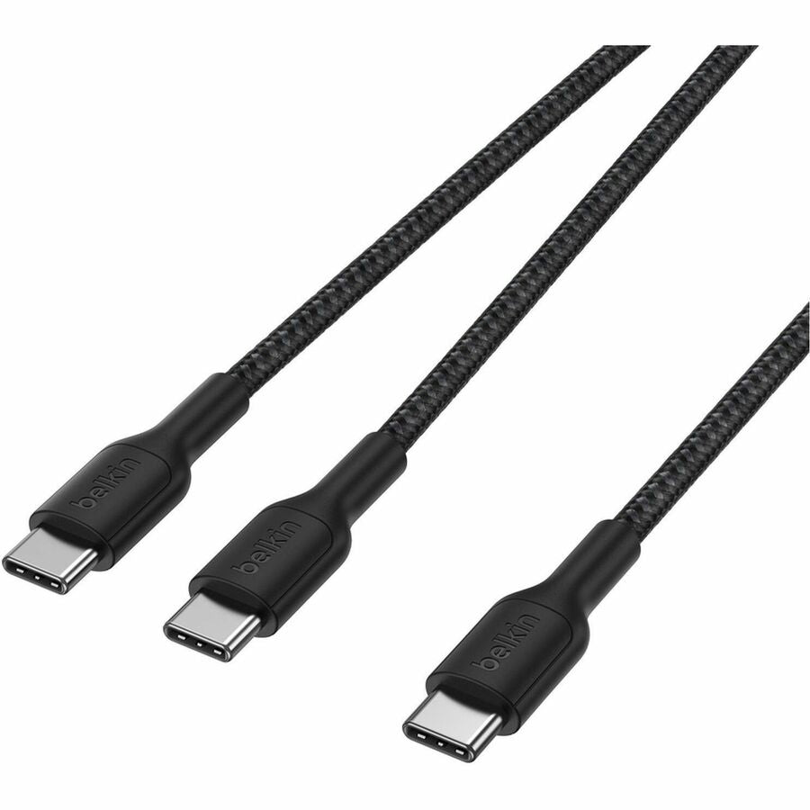Alternate-Image2 Image for Belkin BoostCharge Pro Braided USB-C to Dual USB-C Cable 140W, Black, 5ft/1.5m
