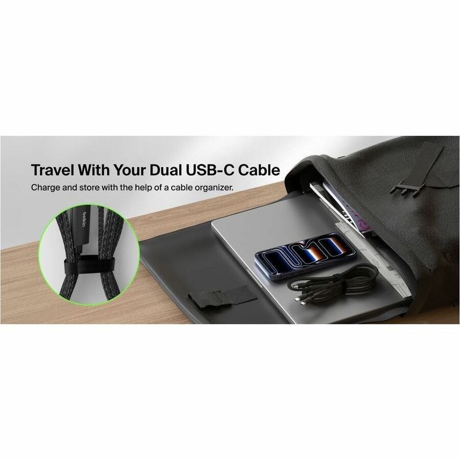 Alternate-Image4 Image for Belkin BoostCharge Pro Braided USB-C to Dual USB-C Cable 140W, Black, 5ft/1.5m