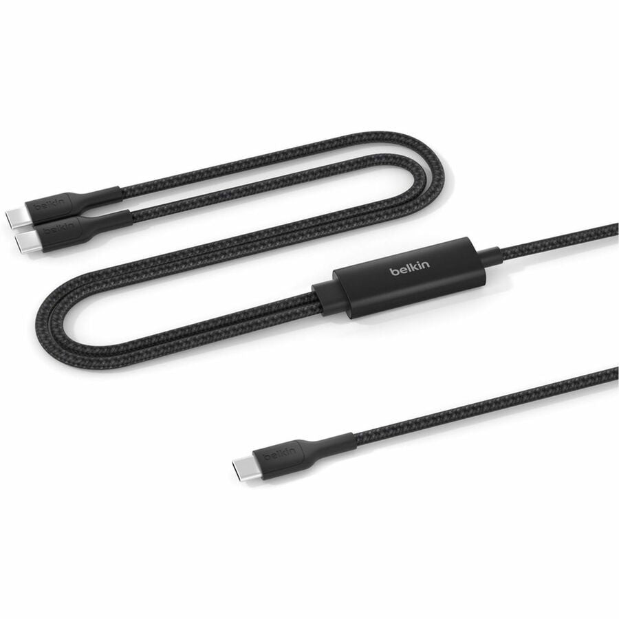 Alternate-Image1 Image for Belkin BoostCharge Pro Braided USB-C to Dual USB-C Cable 140W, Black, 5ft/1.5m