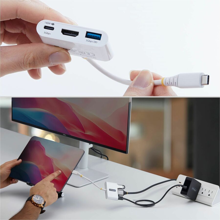 Life-Style Image for StarTech USB-C to HDMI Multiport Adapter with 140W PD Charging, 4K 60Hz HDMI, USB 5Gbps Hub, Mini Dock
