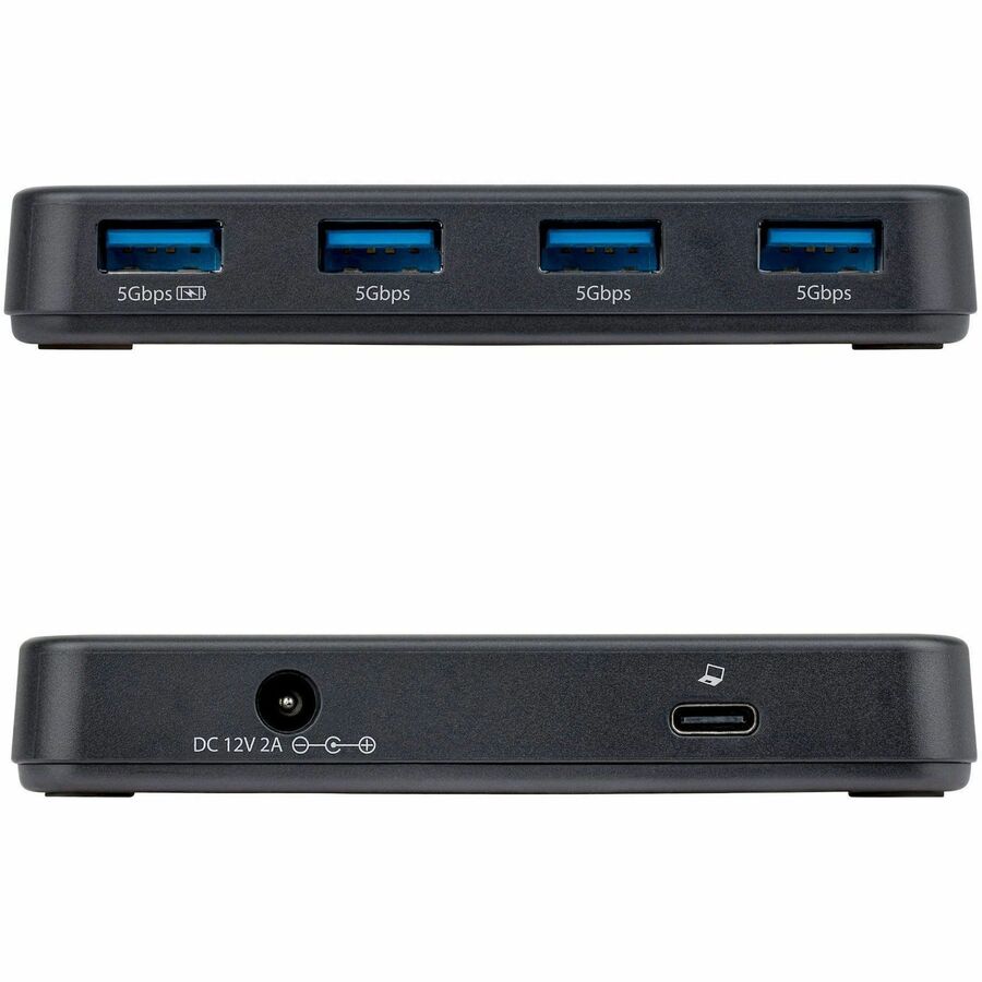 Alternate-Image1 Image for StarTech 4-Port USB-A Hub, 5Gbps, Self-Powered, 2-in-1 USB-C and USB-A Host Cable, 1x BC 1.2 Charging Port, 24W Power Adapter Included