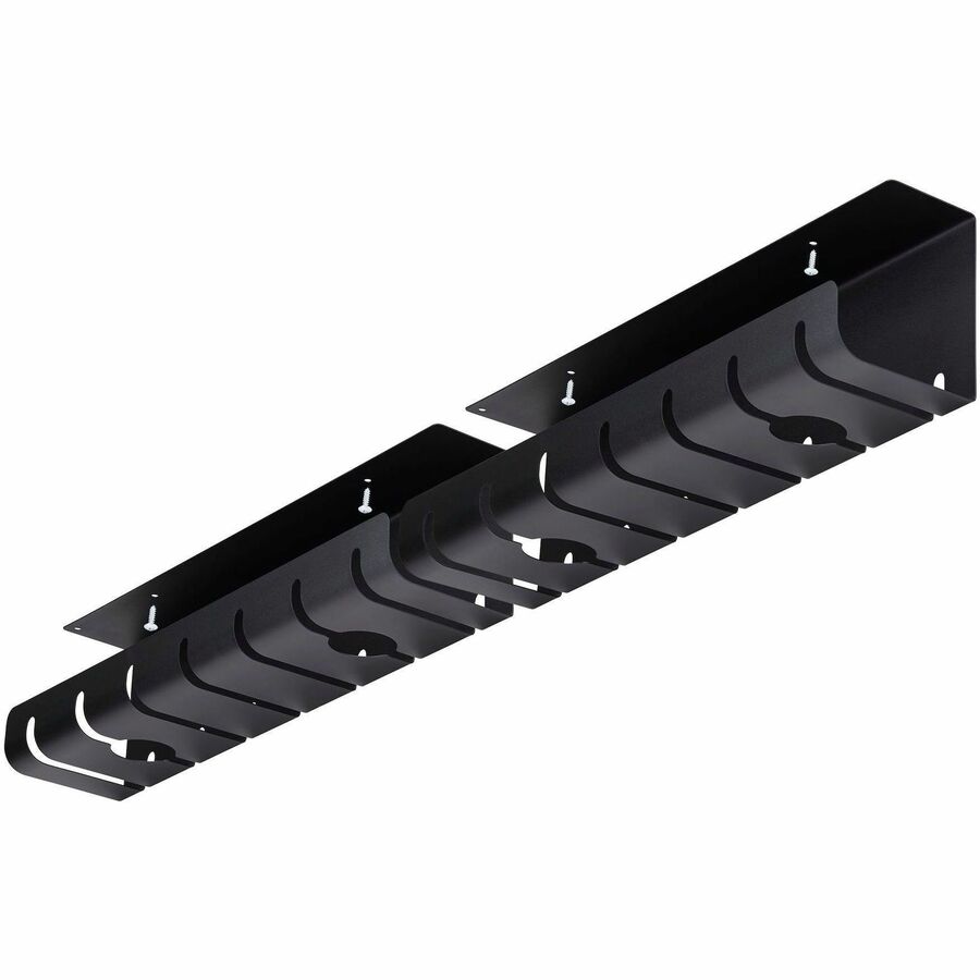 Alternate-Image4 Image for StarTech 2-Pack Under Desk Cable Management Tray, 42" long (21" per tray), Slotted Style, Screw-On Installation, Metal, Black, TAA