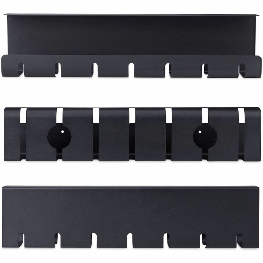 Alternate-Image2 Image for StarTech 2-Pack Under Desk Cable Management Tray, 42" long (21" per tray), Slotted Style, Screw-On Installation, Metal, Black, TAA