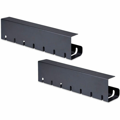 Alternate-Image1 Image for StarTech 2-Pack Under Desk Cable Management Tray, 42" long (21" per tray), Slotted Style, Screw-On Installation, Metal, Black, TAA