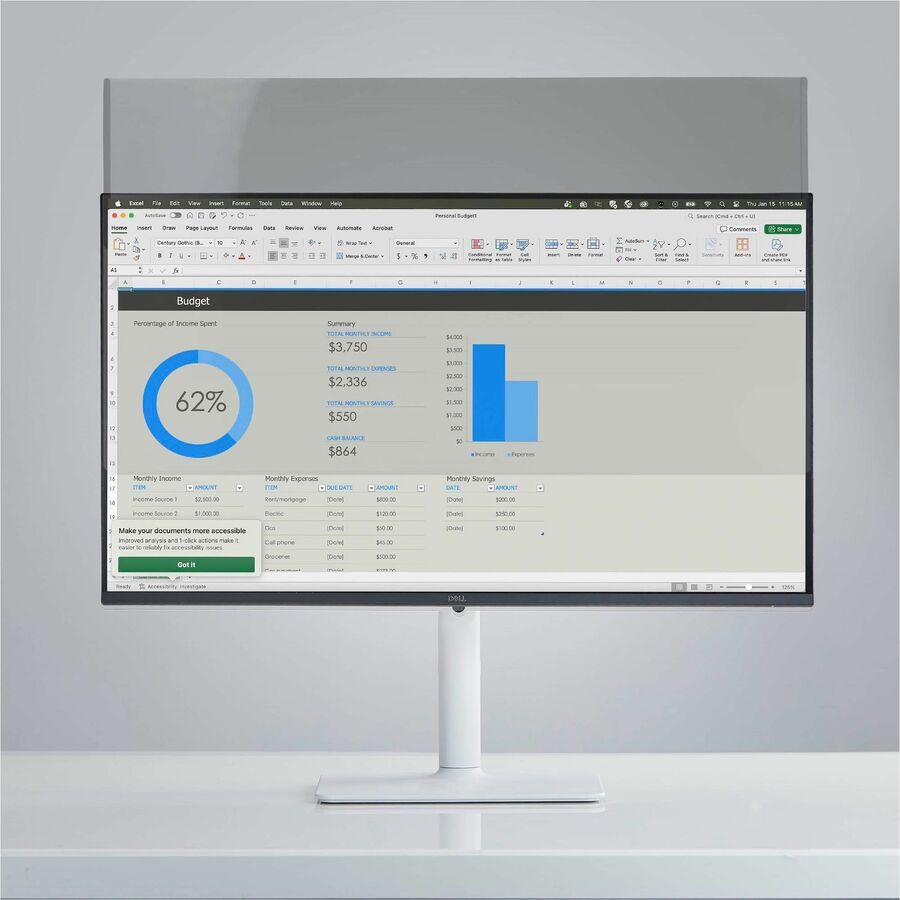 Front Image for StarTech Magnetic Monitor Privacy Screen for 24" 16:9 Widescreen Display, Removable Filter, Anti-Glare/Glossy Sides, TAA Compliant