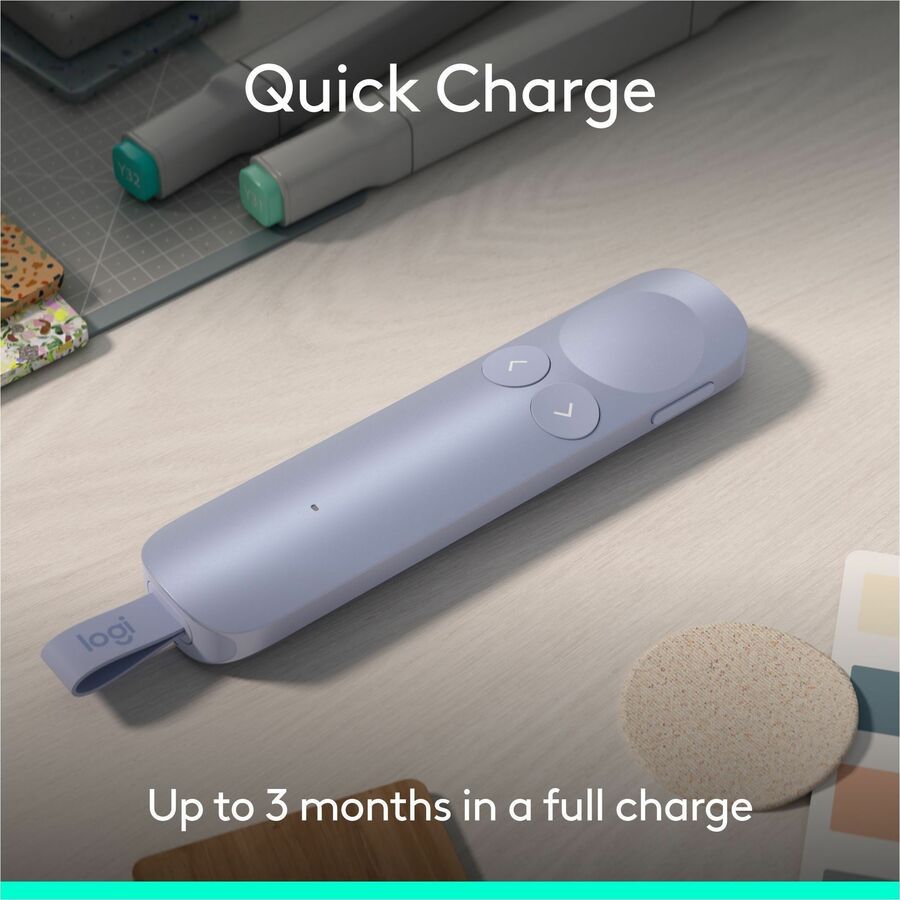 Alternate-Image7 Image for Logitech Spotlight 2 Presentation Remote, Wireless Presentation Clicker with Haptics, Digital Highlighting, Customizable Actions, Laser Pointer, Quick Charge, Bluetooth&reg;, and USB-C, Lilac