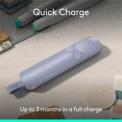 Alternate-Image7 Image for Logitech Spotlight 2 Presentation Remote, Wireless Presentation Clicker with Haptics, Digital Highlighting, Customizable Actions, Laser Pointer, Quick Charge, Bluetooth&reg;, and USB-C, Lilac