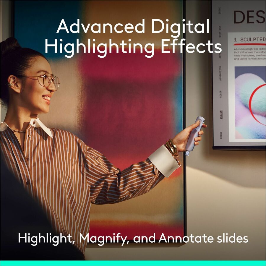 Alternate-Image3 Image for Logitech Spotlight 2 Presentation Remote, Wireless Presentation Clicker with Haptics, Digital Highlighting, Customizable Actions, Laser Pointer, Quick Charge, Bluetooth&reg;, and USB-C, Lilac