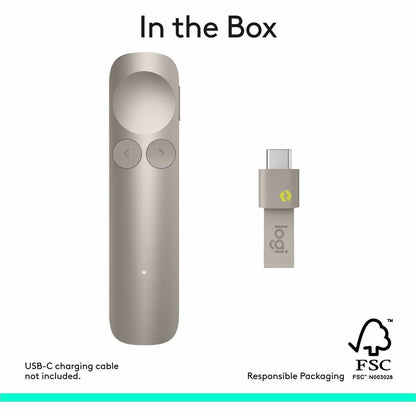 Alternate-Image10 Image for Logitech Spotlight 2 Presentation Remote, Wireless Presentation Clicker with Haptics, Digital Highlighting, Customizable Actions, Laser Pointer, Quick Charge, Bluetooth&reg;, and USB-C, Sand