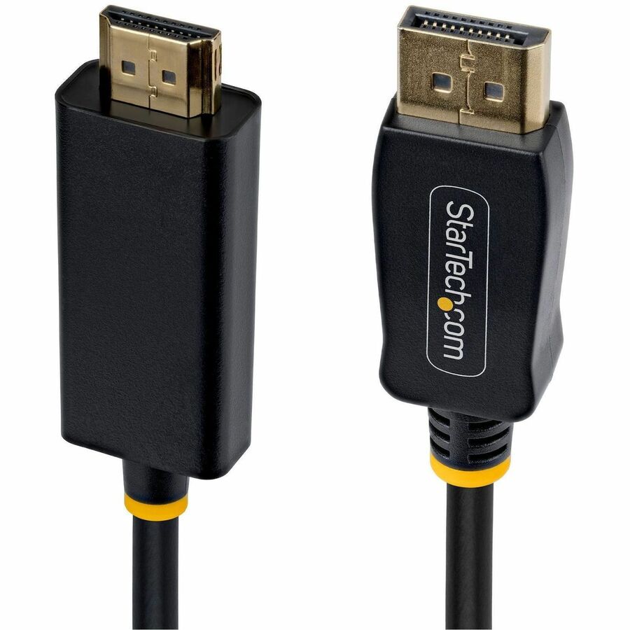 Alternate-Image1 Image for StarTech 6ft DisplayPort to HDMI Adapter Cable with Gripping Connector, 4K 60Hz, HDR, Uni-directional DP to HDMI Video Converter