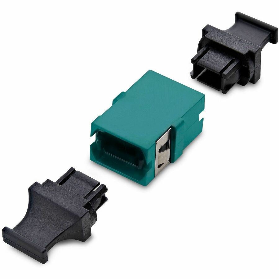 Alternate-Image1 Image for StarTech MPO/MTP Coupler, Multimode OM3/OM4 MPO Fiber Coupler, Key Up-Key Down, Fiber Optic MPO/MTP Coupler for Patch Panels - Aqua