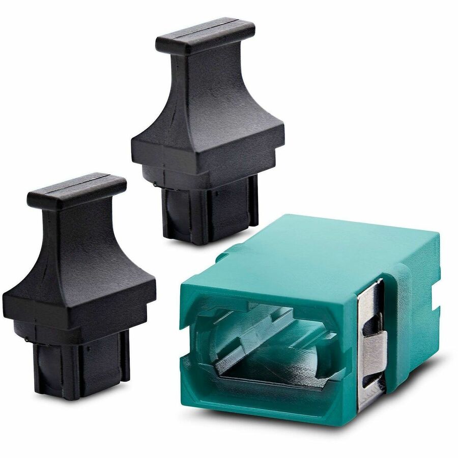 Alternate-Image5 Image for StarTech MPO/MTP Coupler, Multimode OM3/OM4 MPO Fiber Coupler, Key Up-Key Down, Fiber Optic MPO/MTP Coupler for Patch Panels - Aqua