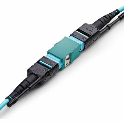 Alternate-Image2 Image for StarTech MPO/MTP Coupler, Multimode OM3/OM4 MPO Fiber Coupler, Key Up-Key Down, Fiber Optic MPO/MTP Coupler for Patch Panels - Aqua