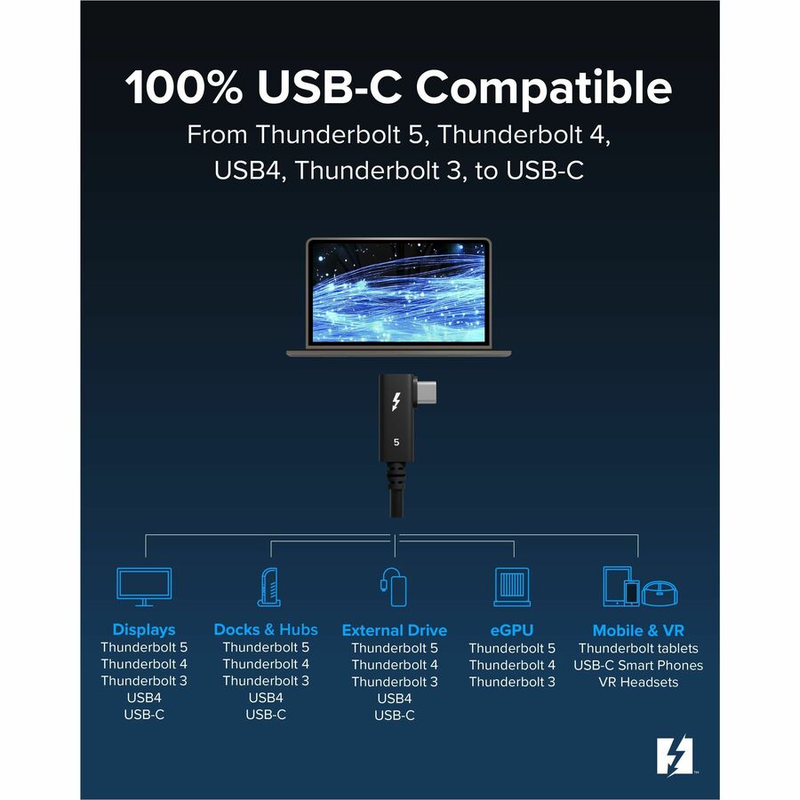 Alternate-Image6 Image for Plugable Thunderbolt 5 Cable Right Angle 80Gbps 240W Charging [Thunderbolt Certified]