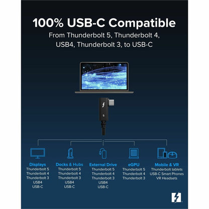 Alternate-Image6 Image for Plugable Thunderbolt 5 Cable Right Angle 80Gbps 240W Charging [Thunderbolt Certified]
