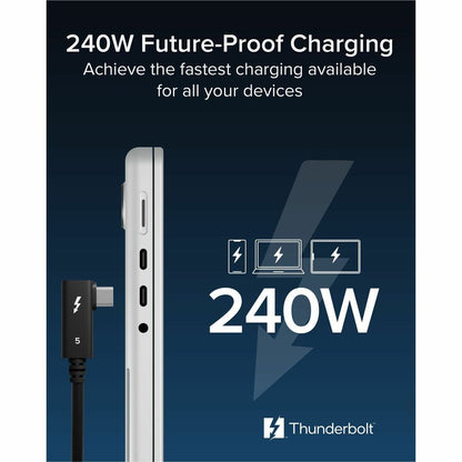 Alternate-Image4 Image for Plugable Thunderbolt 5 Cable Right Angle 80Gbps 240W Charging [Thunderbolt Certified]