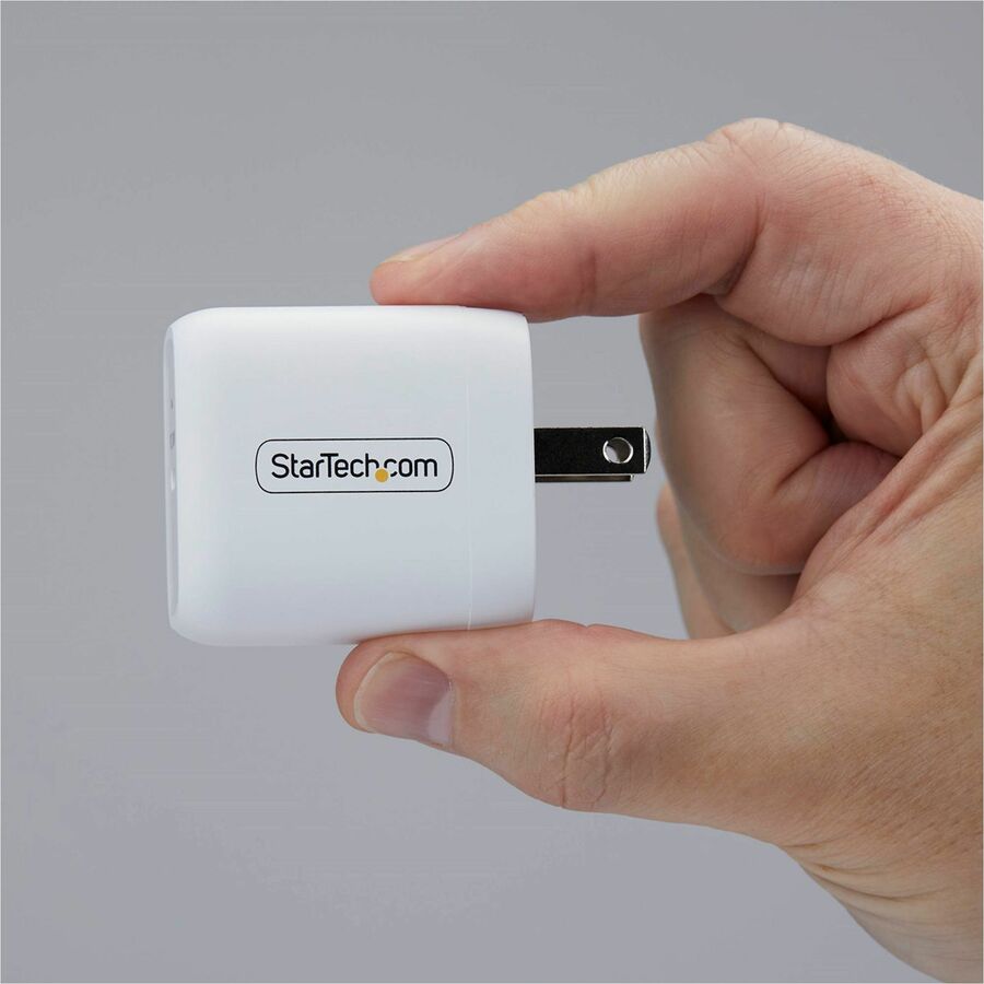 Alternate-Image6 Image for StarTech 20W USB-C Wall Charger, Portable Charger with USB Power Delivery Fast Charging, 5V/9V PD, USB-C Charger, White
