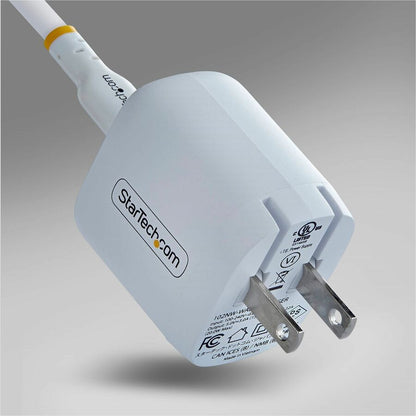 Alternate-Image3 Image for StarTech 20W USB-C Wall Charger, Portable Charger with USB Power Delivery Fast Charging, 5V/9V PD, USB-C Charger, White