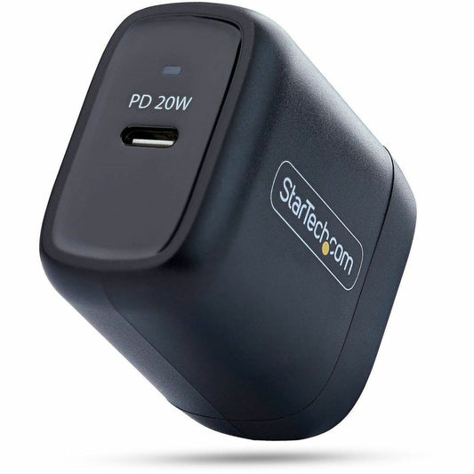 Main Image for StarTech 20W USB-C Wall Charger, Portable Charger with USB Power Delivery Fast Charging, 5V/9V PD, USB-C Charger, Black