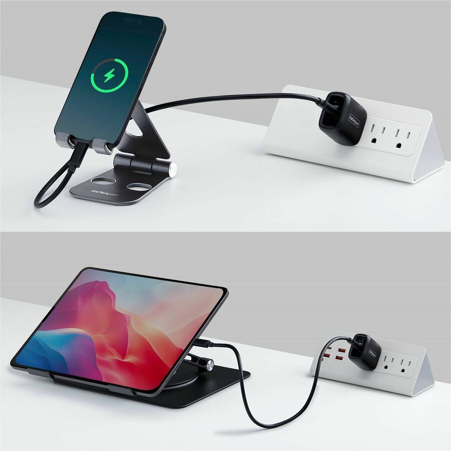 Alternate-Image5 Image for StarTech 20W USB-C Wall Charger, Portable Charger with USB Power Delivery Fast Charging, 5V/9V PD, USB-C Charger, Black
