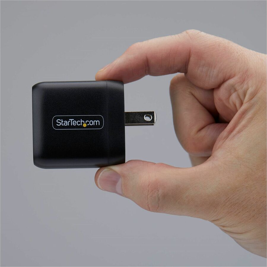Alternate-Image6 Image for StarTech 20W USB-C Wall Charger, Portable Charger with USB Power Delivery Fast Charging, 5V/9V PD, USB-C Charger, Black