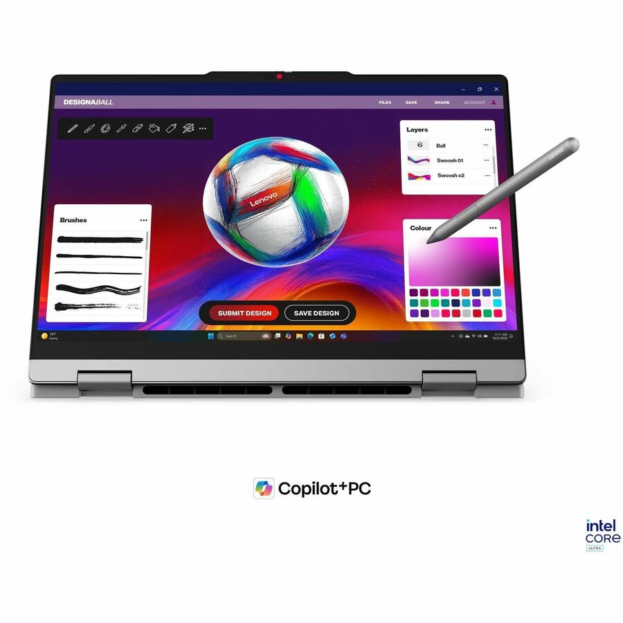 Alternate-Image7 Image for Lenovo IdeaPad 5 14IPH11 83UG0008US 14" Touchscreen Convertible Copilot+ PC 2 in 1 Notebook - WUXGA - 60 Hz - Intel Core Ultra 5 322 - 16 GB - 1 TB SSD - English Keyboard - Luna Gray