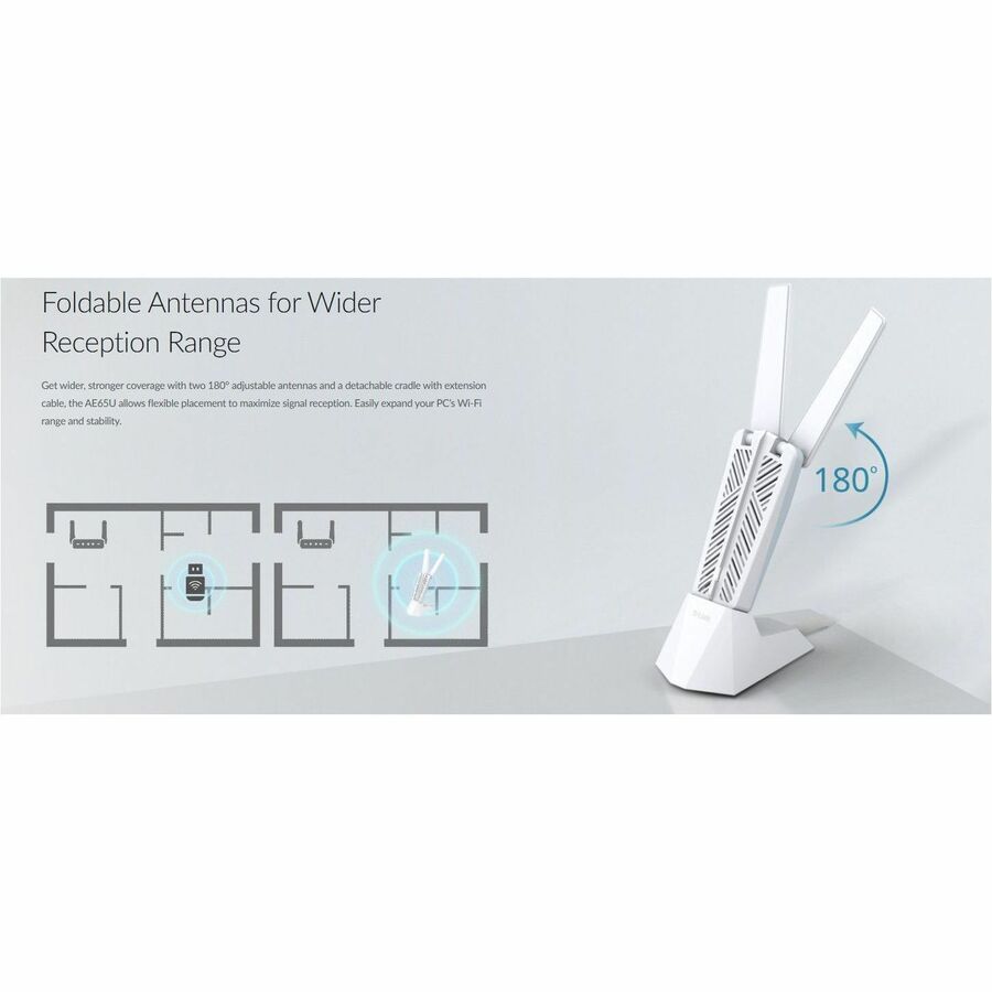 Alternate-Image4 Image for D-Link AE65U IEEE 802.11a/b/g/n/ac/ax/be Tri Band Wi-Fi Adapter for Computer, Router, Gateway